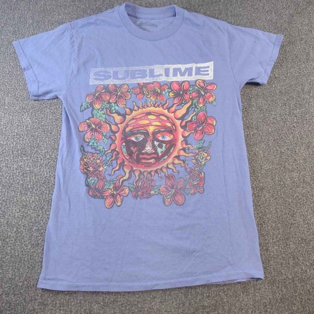 Sublime Graphic Tee Mens XS Blue Sun Hibiscus Band T-Shirt Music 90s Style